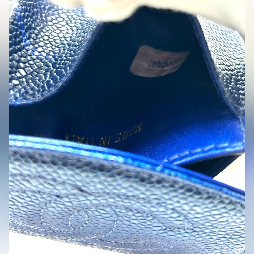Chanel Blue Cavier Leather Card Wallet with Quilted Logo - Picture 8 of 12